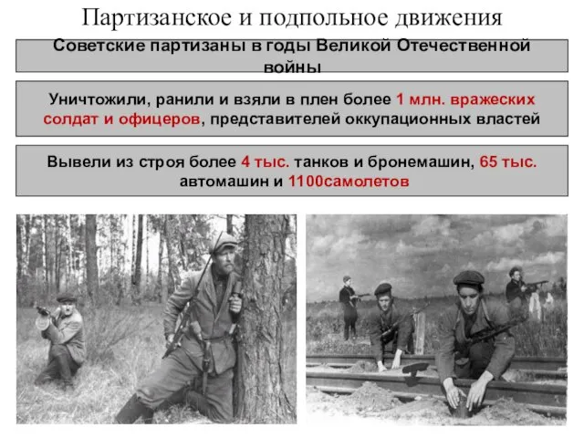 Партизанское и подпольное движения Советские партизаны в годы Великой Отечественной войны