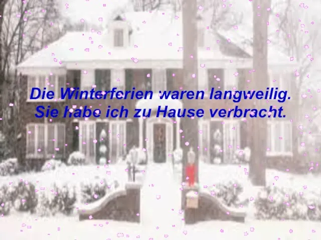 Die Winterferien waren langweilig. Sie habe ich zu Hause verbracht.