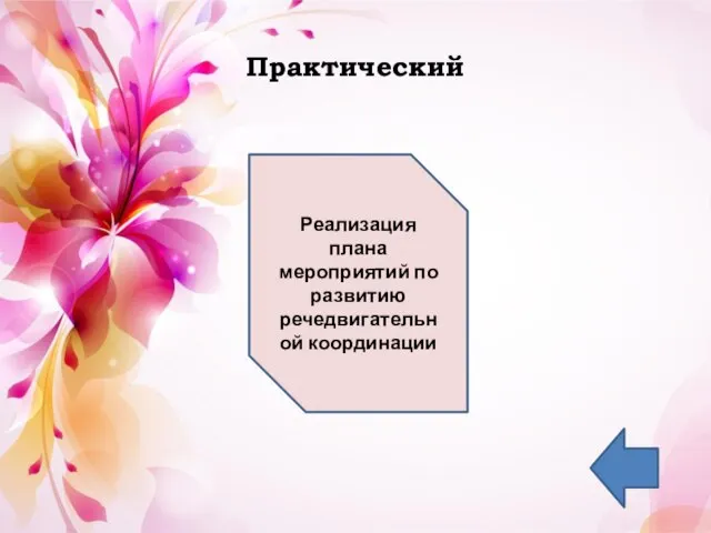 Практический Реализация плана мероприятий по развитию речедвигательной координации