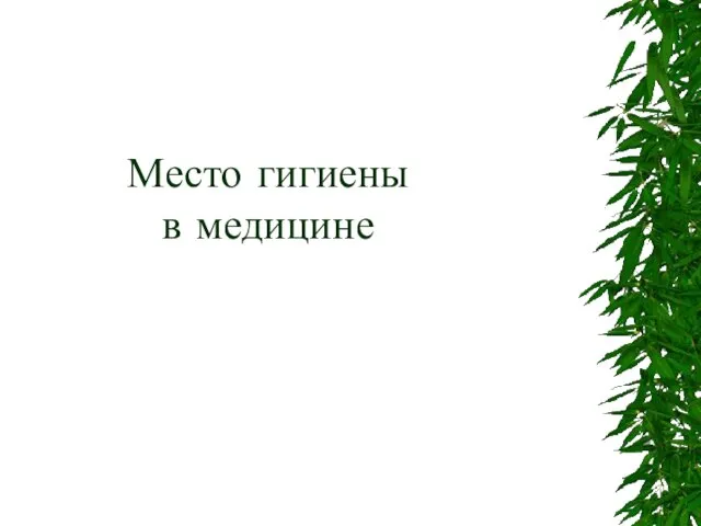 Место гигиены в медицине