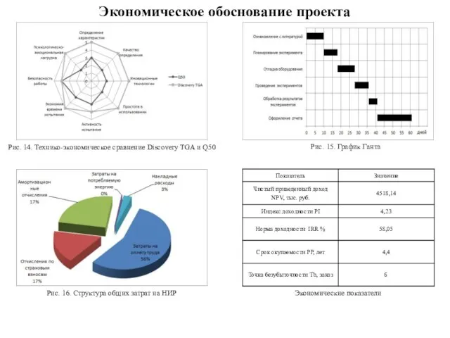 Экономическое обоснование проекта Экономические показатели Рис. 16. Структура общих затрат на