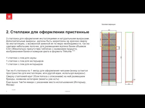 2. Стеллажи для оформления пристенные 3 стеллажа для оформления инсталляциями и