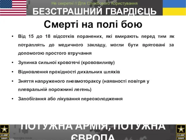 Смерті на полі бою Від 15 до 18 відсотків поранених, які