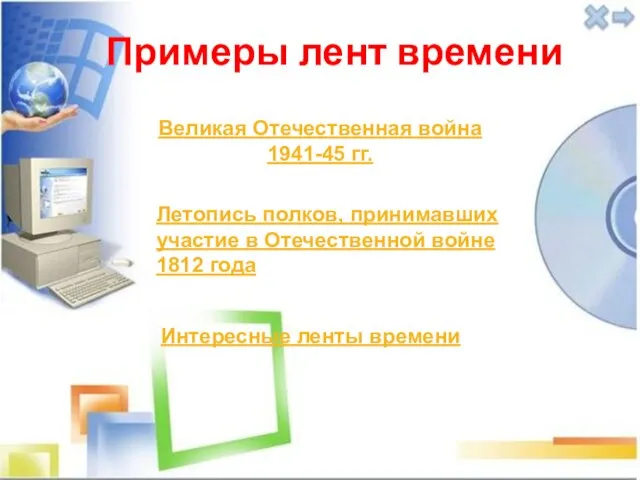 Примеры лент времени Великая Отечественная война 1941-45 гг. Летопись полков, принимавших