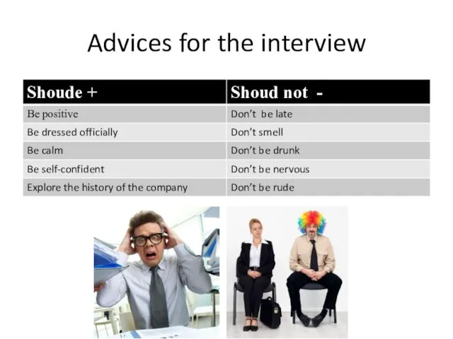 Advices for the interview
