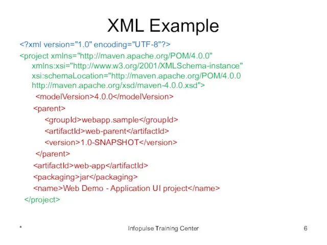XML Example 4.0.0 webapp.sample web-parent 1.0-SNAPSHOT web-app jar Web Demo -