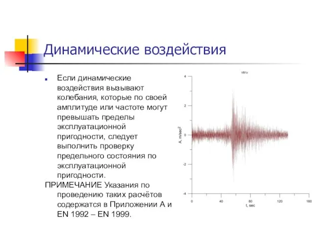 Динамические воздействия Если динамические воздействия вызывают колебания, которые по своей амплитуде