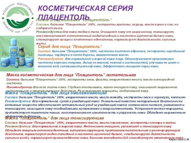 Пенка для умывания "Плацентоль" Состав: бальзам "Плацентоль" 100%, экстракты крапивы, огурца,