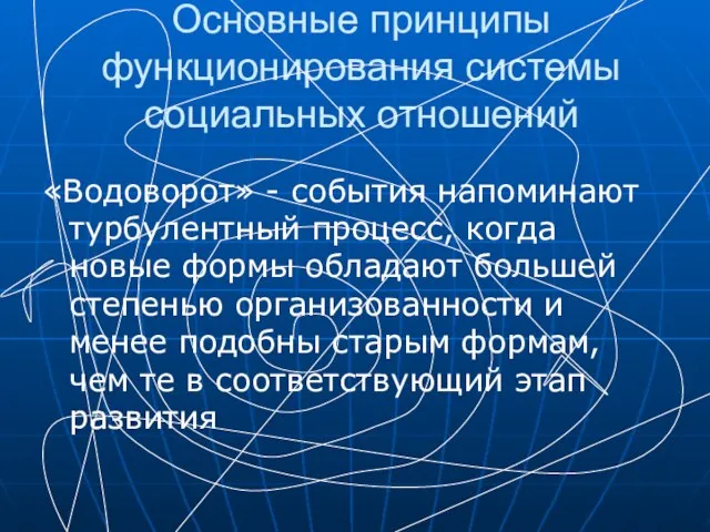 Основные принципы функционирования системы социальных отношений «Водоворот» - события напоминают турбулентный