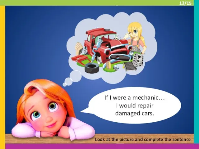 If I were a mechanic… I would repair damaged cars. Look