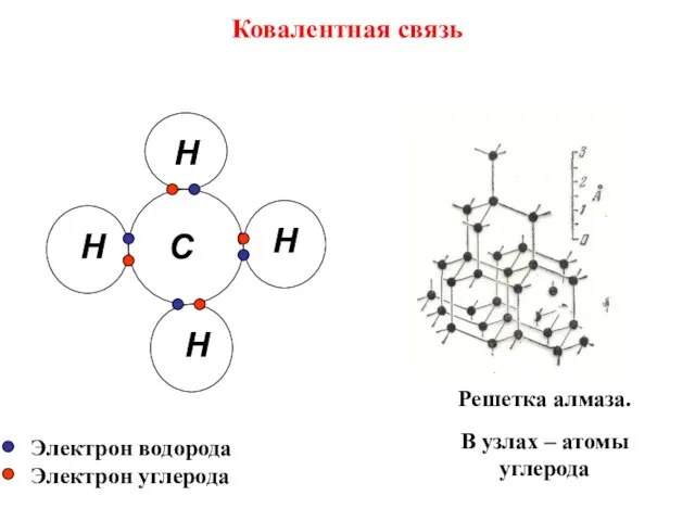 Н Н Н Н С Ковалентная связь Электрон водорода Электрон углерода