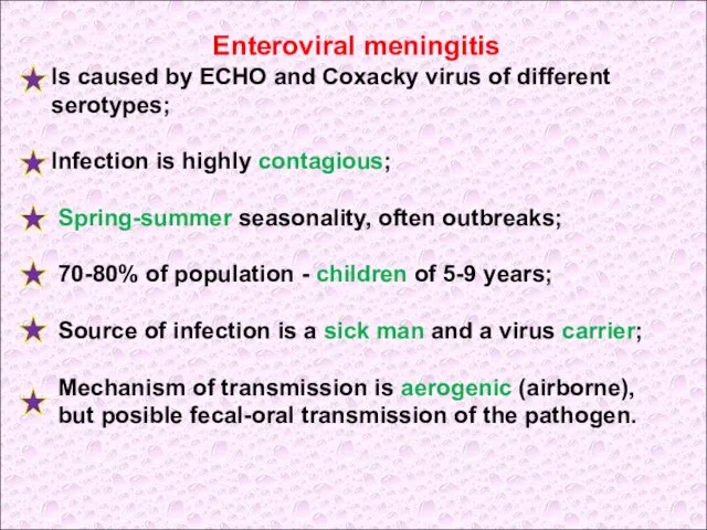 Enteroviral meningitis Is caused by ECHO and Coxacky virus of different