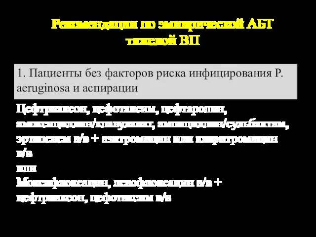 Рекомендации по эмпирической АБТ тяжелой ВП