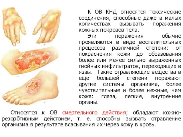 К ОВ КНД относятся токсические соединения, способные даже в малых количествах