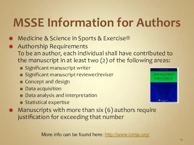 MSSE Information for Authors Medicine & Science in Sports & Exercise®