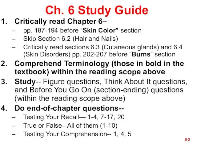 6- Ch. 6 Study Guide Critically read Chapter 6– pp. 187-194