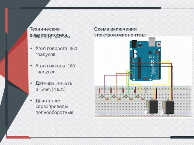 Технические характеристики. Высота: 447 мм Угол поворота: 360 градусов Угол наклона: