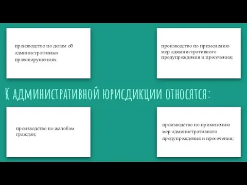 К административной юрисдикции относятся: производство по делам об административных правонарушениях. производство