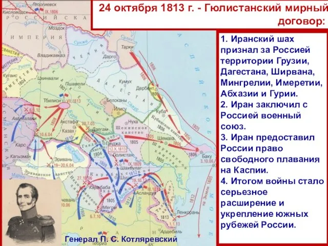 1. Иранский шах признал за Россией территории Грузии, Дагестана, Ширвана, Мингрелии,