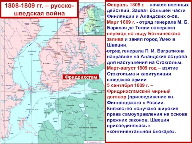 Февраль 1808 г. – начало военных действий. Захват большей части Финляндии