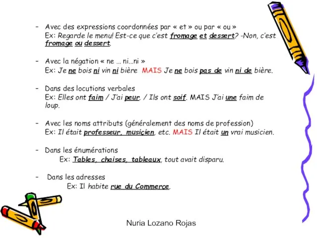 Nuria Lozano Rojas Avec des expressions coordonnées par « et »