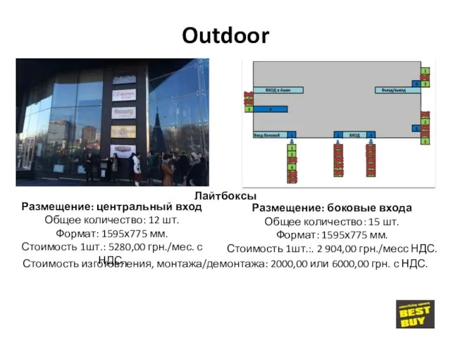 Лайтбоксы Стоимость изготовления, монтажа/демонтажа: 2000,00 или 6000,00 грн. с НДС. Outdoor