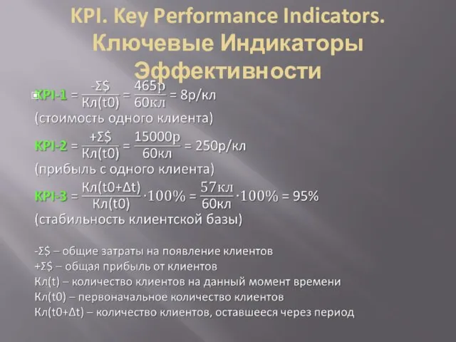 KPI. Key Performance Indicators. Ключевые Индикаторы Эффективности