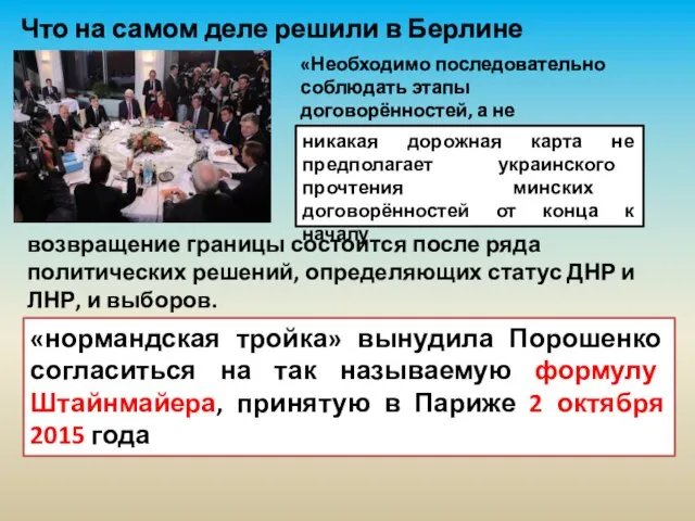 Что на самом деле решили в Берлине 21.10.2016 «Необходимо последовательно соблюдать