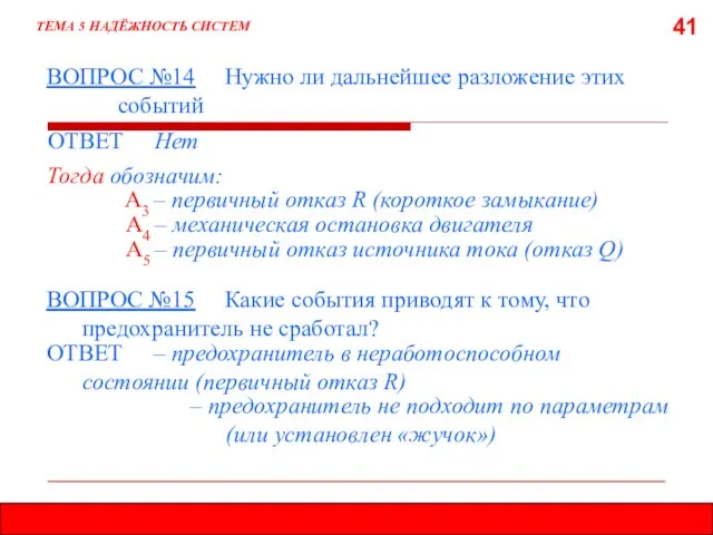 41 ВОПРОС №14 Нужно ли дальнейшее разложение этих событий ТЕМА 5