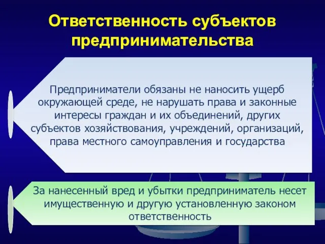 Ответственность субъектов предпринимательства