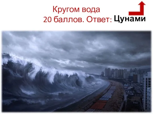 Кругом вода 20 баллов. Ответ: Цунами