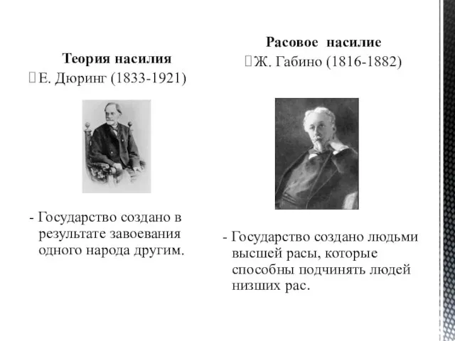 Теория насилия Е. Дюринг (1833-1921) - Государство создано в результате завоевания