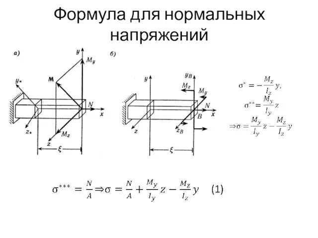 Формула для нормальных напряжений