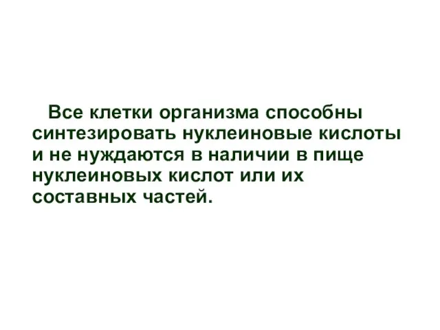 Все клетки организма способны синтезировать нуклеиновые кислоты и не нуждаются в