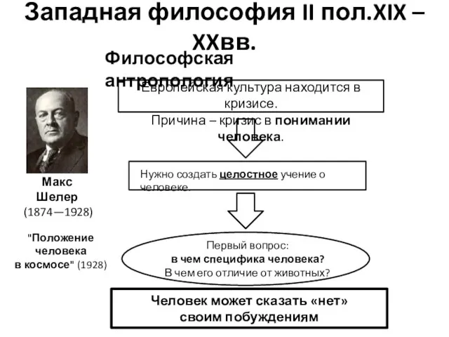 Западная философия II пол.XIX – XXвв. Философская антропология Макс Шелер (1874—1928)