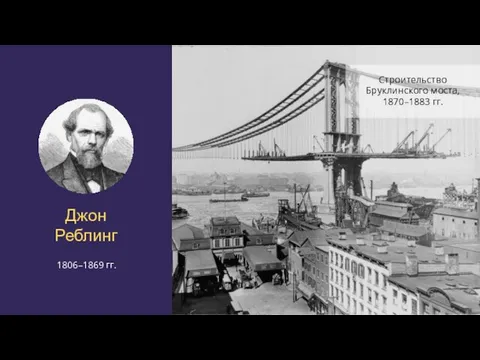 Джон Реблинг 1806–1869 гг. Строительство Бруклинского моста, 1870–1883 гг.