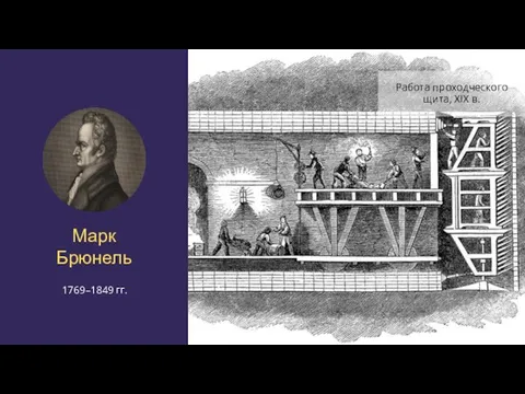 Марк Брюнель 1769–1849 гг. Работа проходческого щита, XIX в.