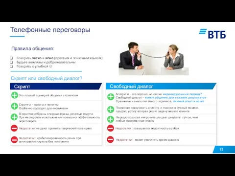 Телефонные переговоры Скрипт или свободный диалог? Скрипты – просты и понятны