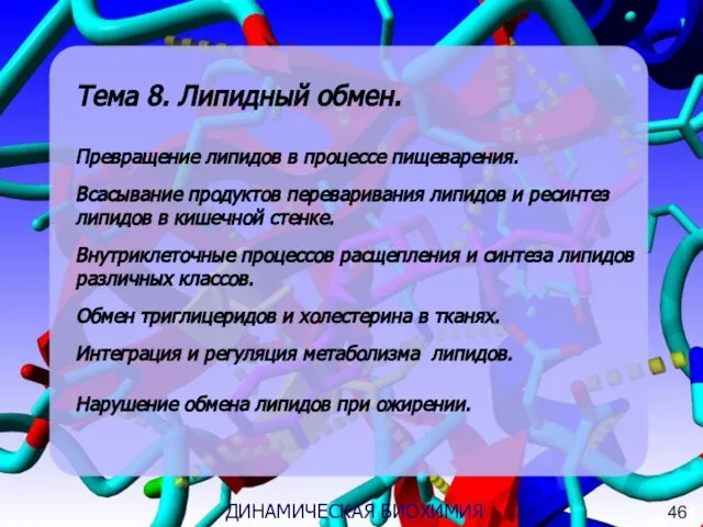 3 ДИНАМИЧЕСКАЯ БИОХИМИЯ Тема 8. Липидный обмен. Превращение липидов в процессе