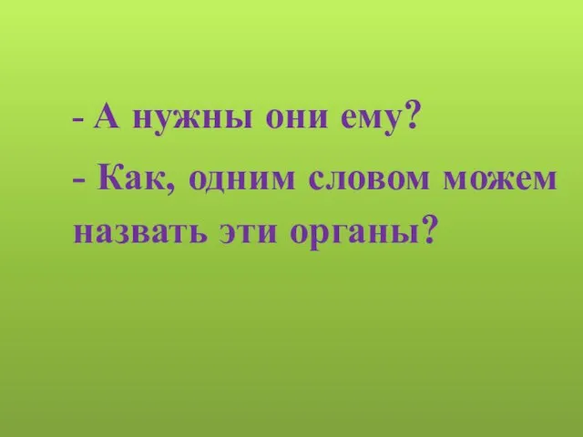 - А нужны они ему? - Как, одним словом можем назвать эти органы?