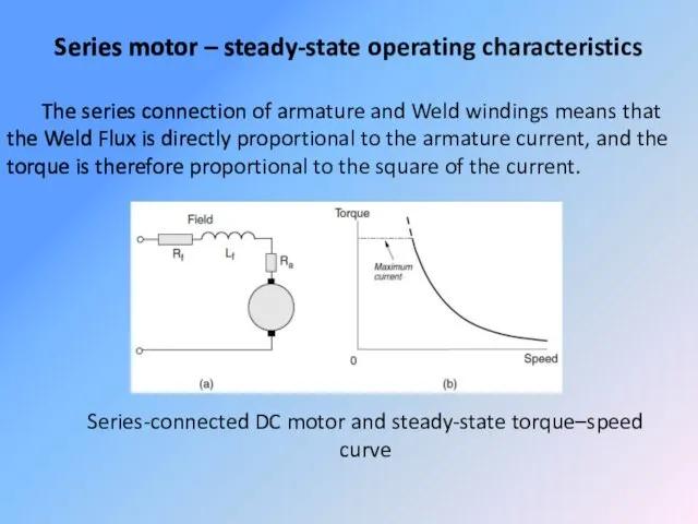 Series motor – steady-state operating characteristics The series connection of armature