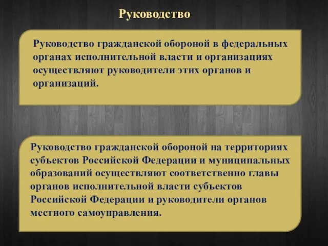 Руководство Руководство гражданской обороной в федеральных органах исполнительной власти и организациях