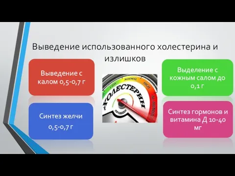 Выведение использованного холестерина и излишков