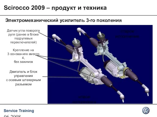 06.2008 Электромеханический усилитель 3-го поколения Датчик угла поворота руля (ранее в