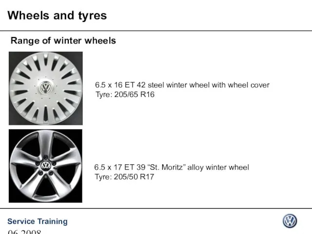 06.2008 Wheels and tyres Range of winter wheels 6.5 x 16