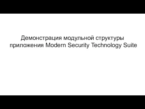 Демонстрация модульной структуры приложения Modern Security Technology Suite