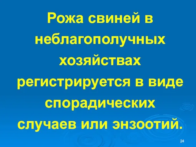 Рожа свиней в неблагополучных хозяйствах регистрируется в виде спорадических случаев или энзоотий.