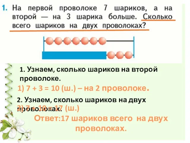 2. Узнаем, сколько шариков на двух проволоках. 1. Узнаем, сколько шариков