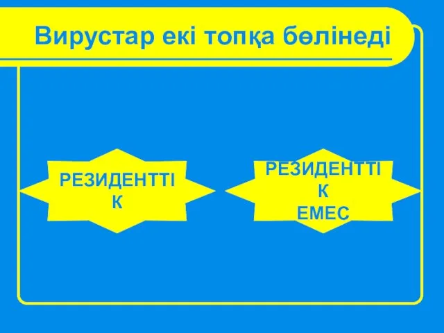 Вирустар екі топқа бөлінеді РЕЗИДЕНТТІК РЕЗИДЕНТТІК ЕМЕС