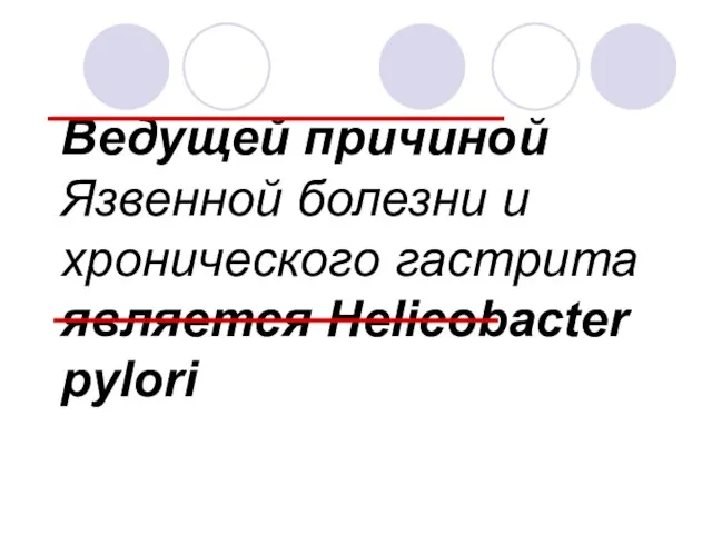 Ведущей причиной Язвенной болезни и хронического гастрита является Helicobacter pylori